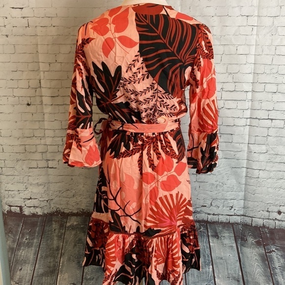 Farm Rio For Anthropologie Bruxelles Mini Dress XS Tropical Vacation Resortwear - Picture 10 of 16